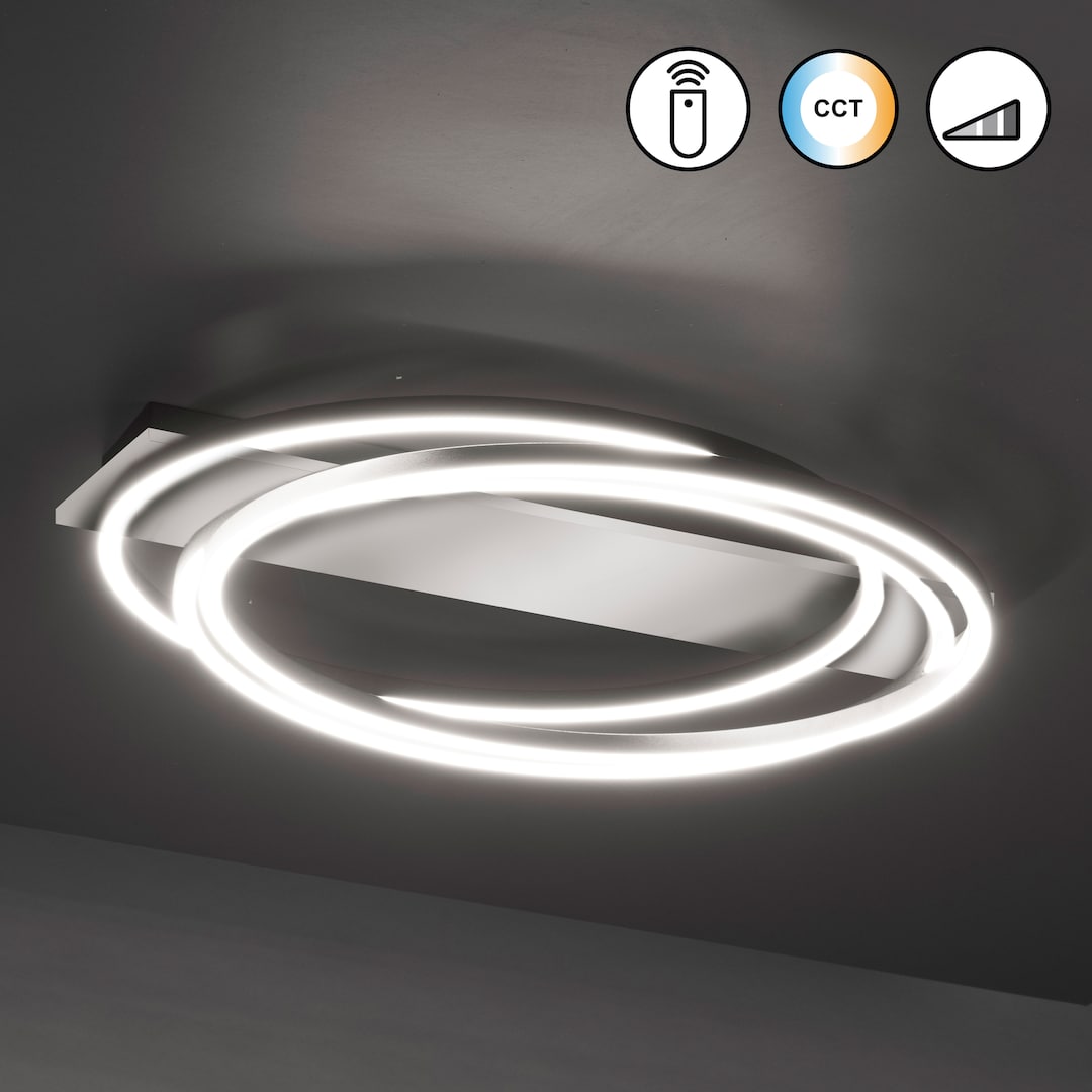 FISCHER & HONSEL LED Deckenlampe KIKU 76 x 56 cm alufarbig /sandschwarz