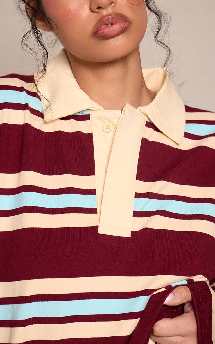 Rouge Bordeaux Polo Rayé