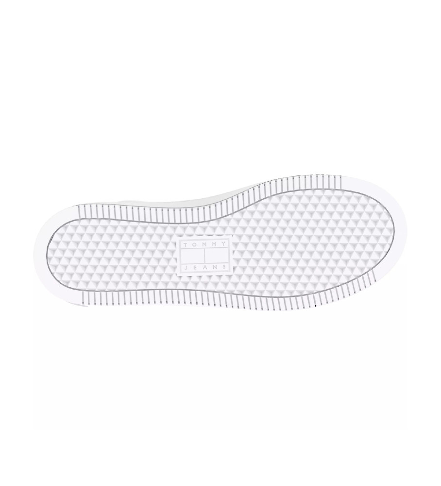Tênis plataforma Tommy Jeans em couro branco - Altura da plataforma: 4 cm -