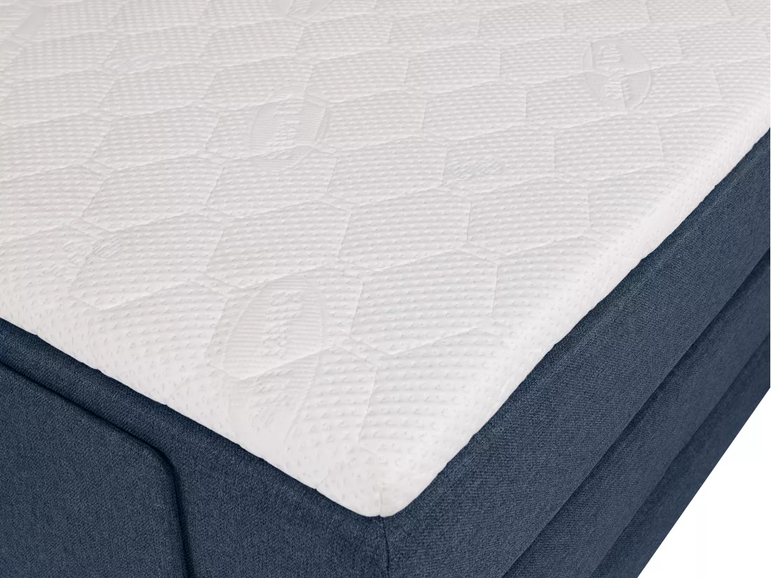 Ensemble complet boxspring tête de lit + sommiers relaxation électrique + matelas + surmatelas - 2 x 80 x 200 cm - Tissu - Bleu - CASTEL II de PALACIO