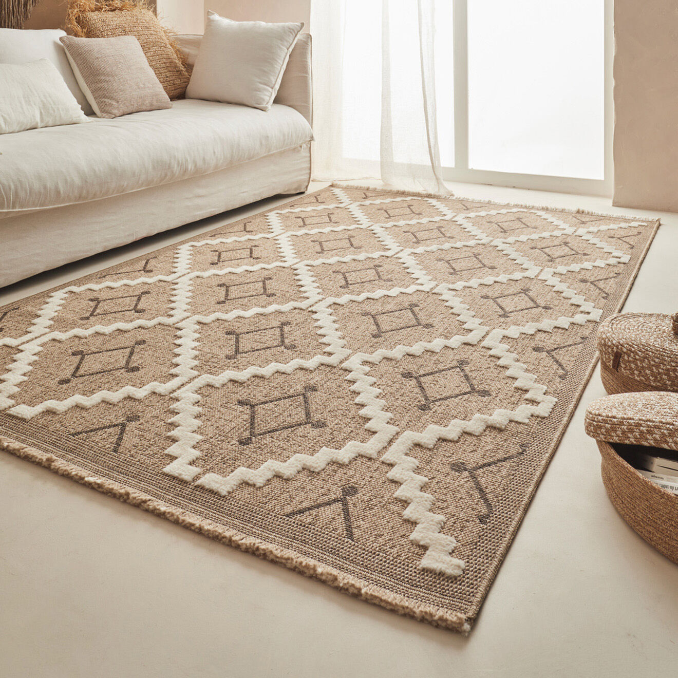 Nazar Rugs Tapis aspect jute TULUM 9041 intérieur & extérieur marron - 120x170 cm