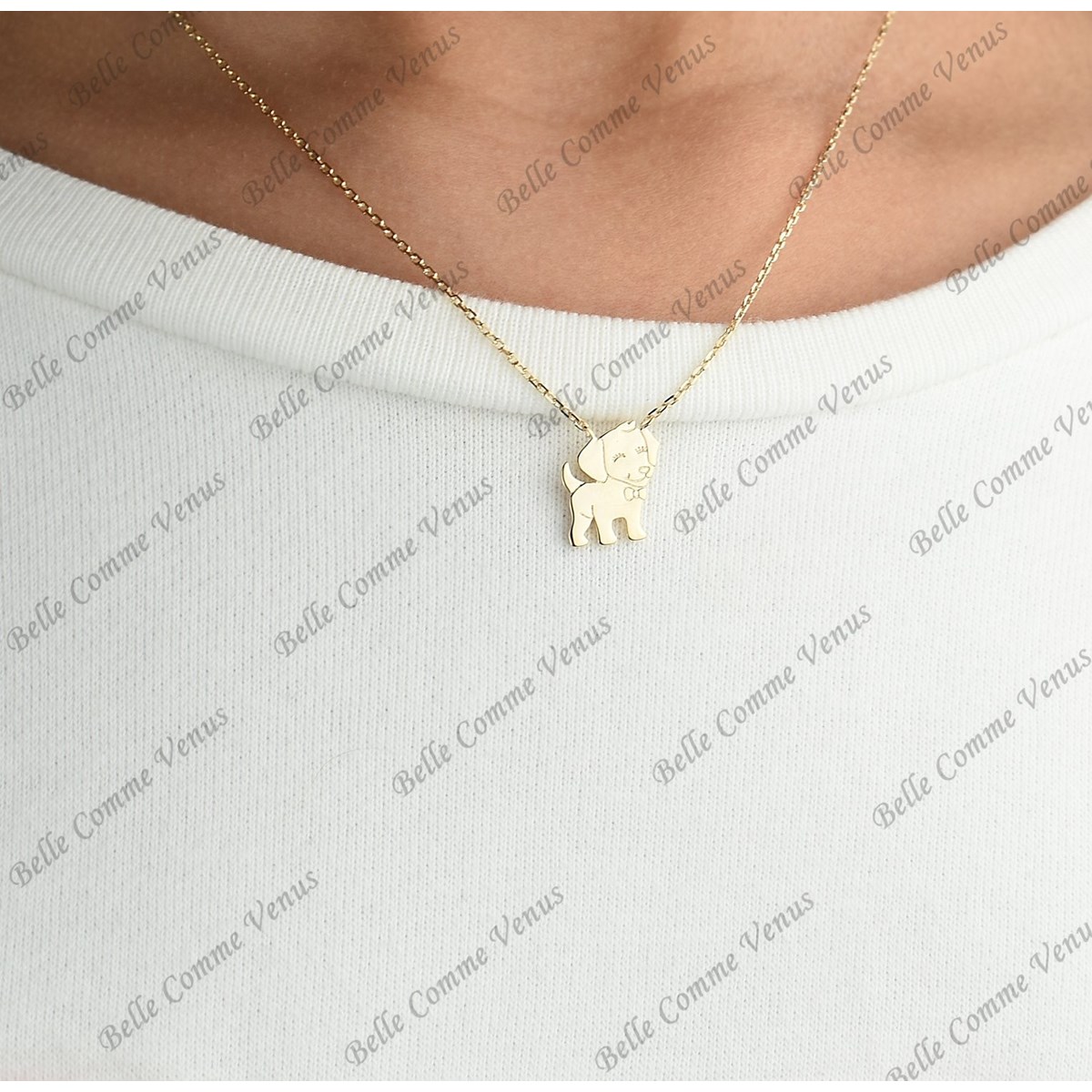 Collier petit chien souriant Plaqué OR 750 3 microns