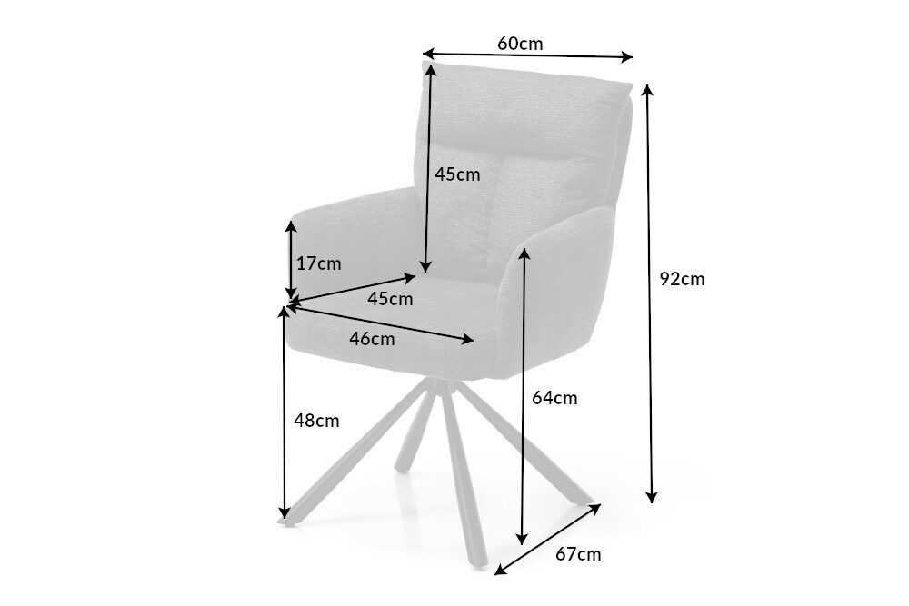 riess-ambiente Stuhl BIG GEORGE - drehbar Retro weiß Bouclé mit Armlehnen Bonellfederkern Esszimmer