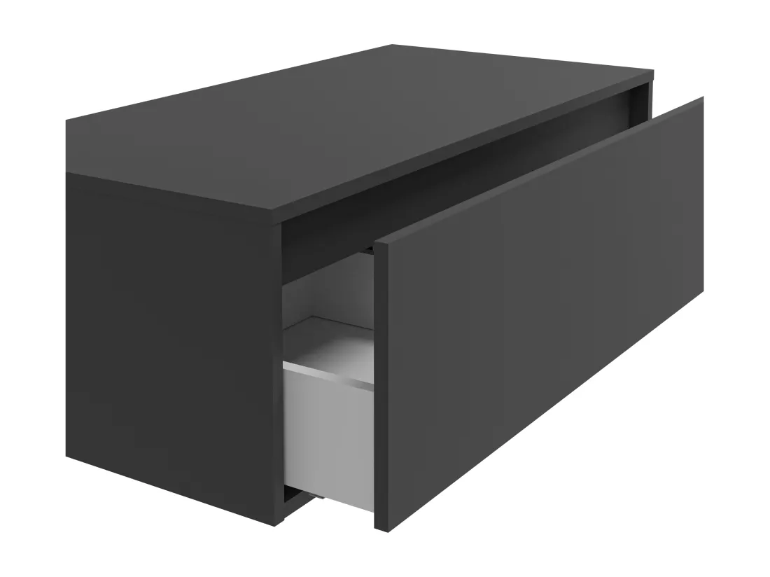 Meuble de salle de bain suspendu avec vasque carrée - 1 tiroir gris anthracite et 2 niches blanches - 94 cm - TEANA II