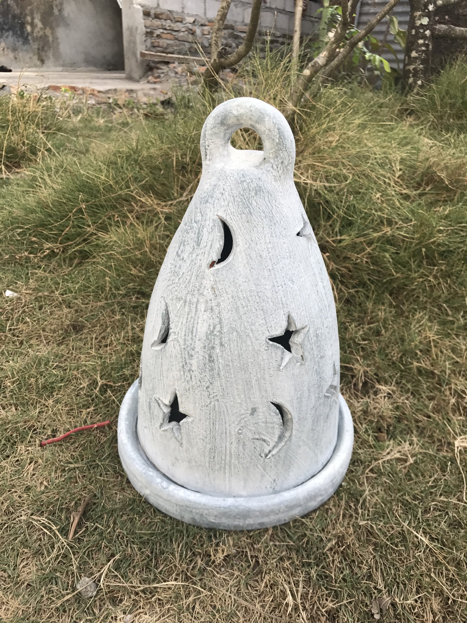 Teelichthalter Terrakotta, grau, H 26 cm, Ø 18 cm von fischer's lagerhaus