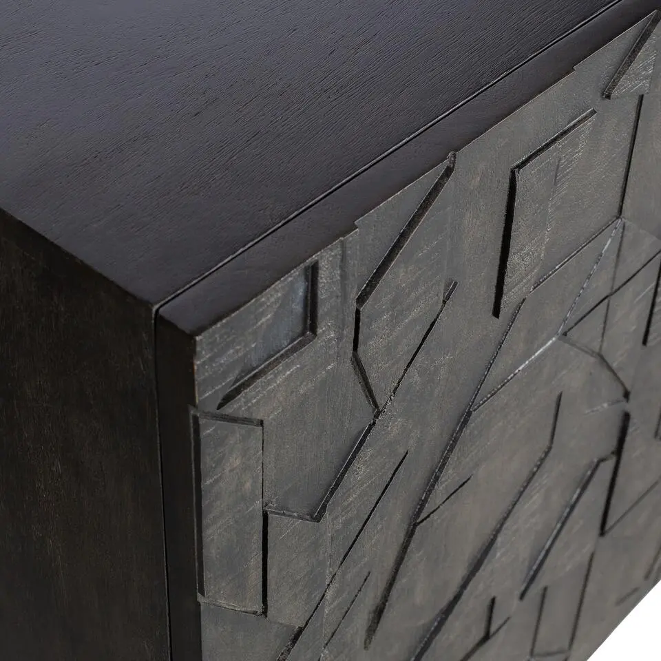 WOOOD Counter Dressoir - Hout - Zwart - 83x160x40