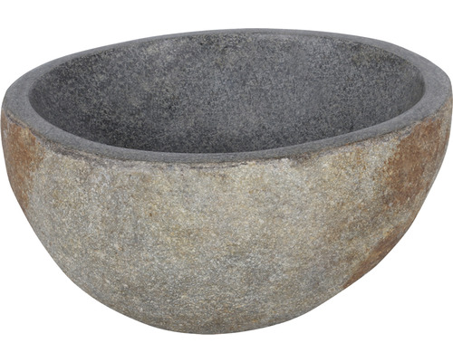 Verschil opzetwastafel Lombok-M ca. 36 cm natuursteen Riverstone bruingrijs mat 38.010.61