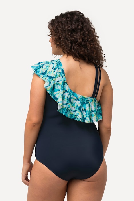 One-Shoulder-Badeanzug, Softcups, Volant