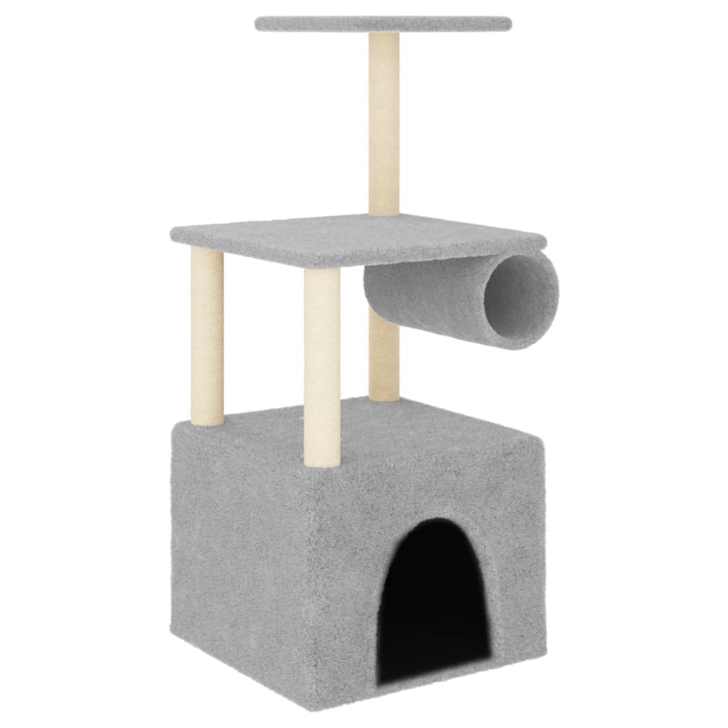 Arranhador para gatos vidaXL com postes de sisal cinza claro, 109,5 cm