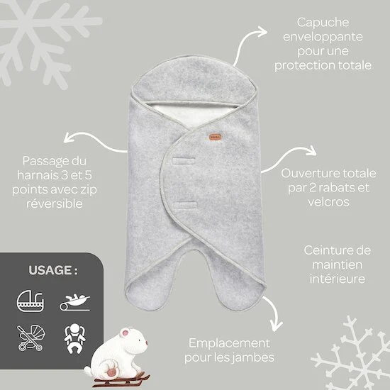 Babynomade® double polaire   Gris chiné        de               Béaba