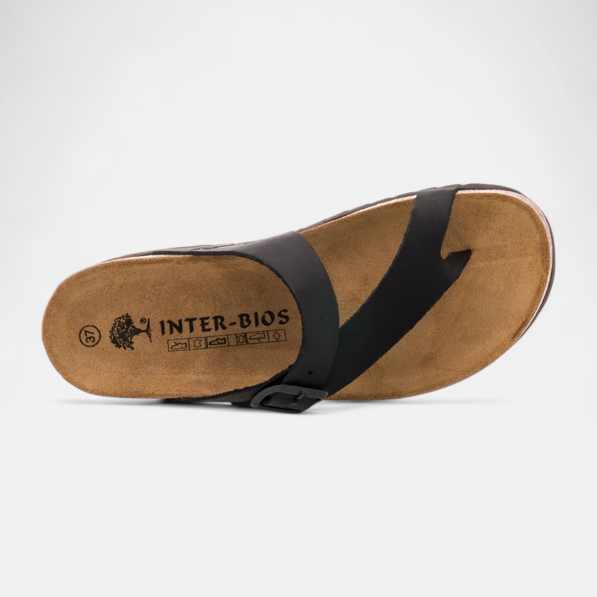 Mules semelle liège Femme en cuir noir
