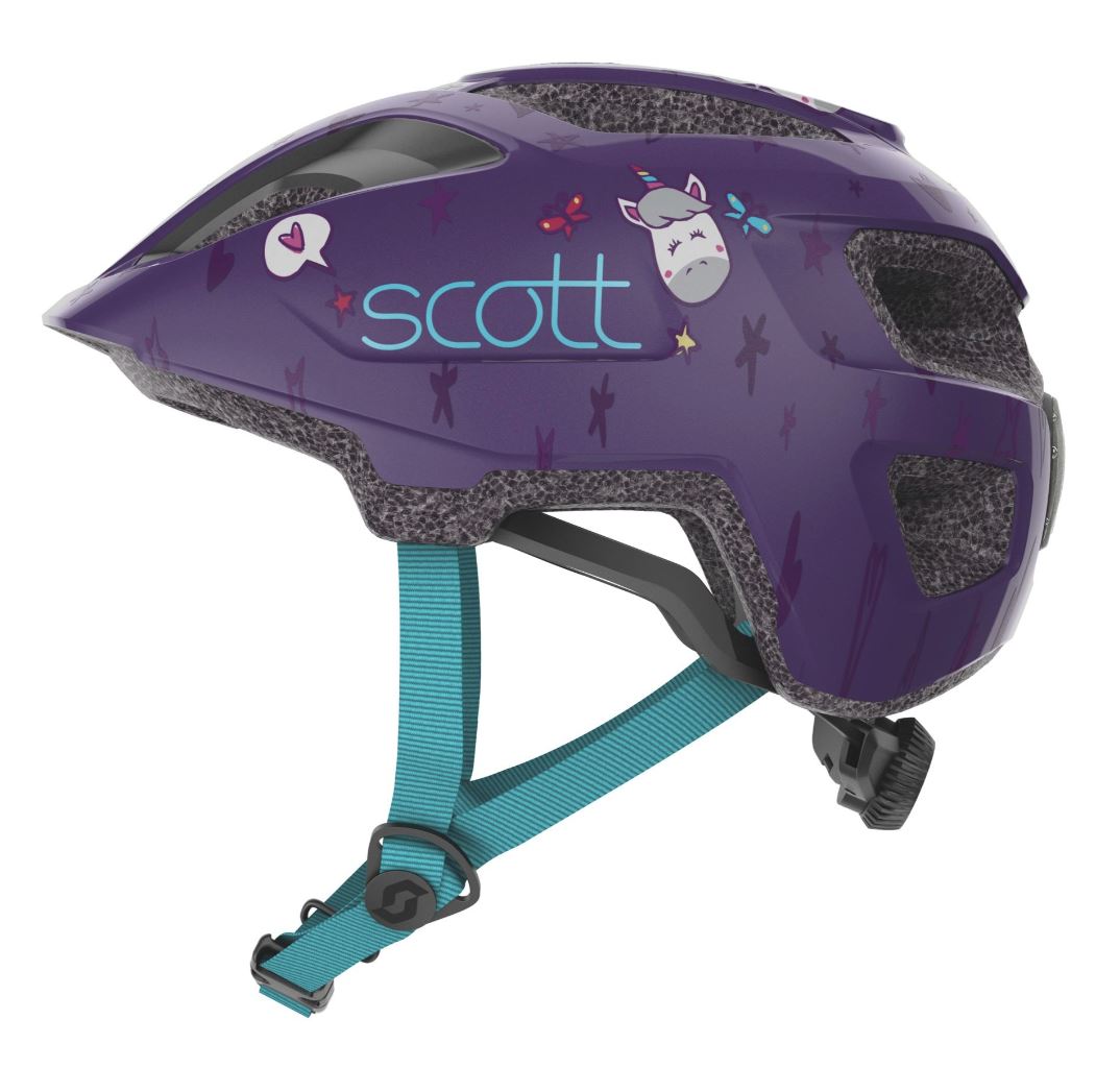 SCOTT Spunto Kid cykelhjelm lilla/blå