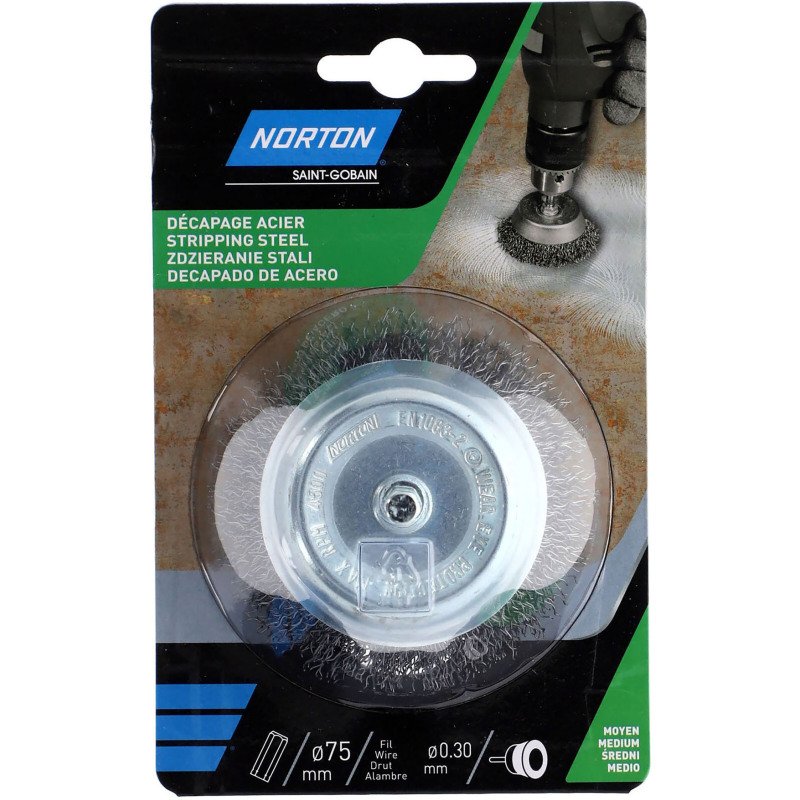 Brosse coupe ondulée acier Norton Ø 75 mm pour perceuse
