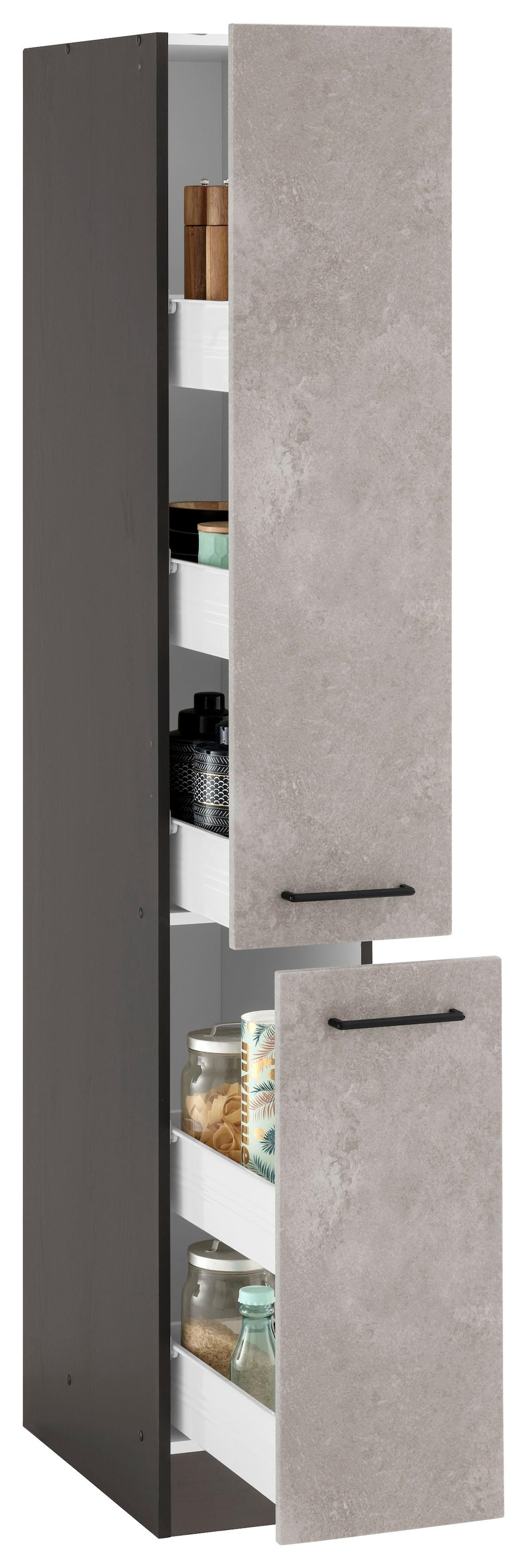 KOCHSTATION Apothekerschrank »KS-Tulsa« 30 cm breit, 200 cm hoch, mit 2 Auszügen, Metallgriff, MDF Front
