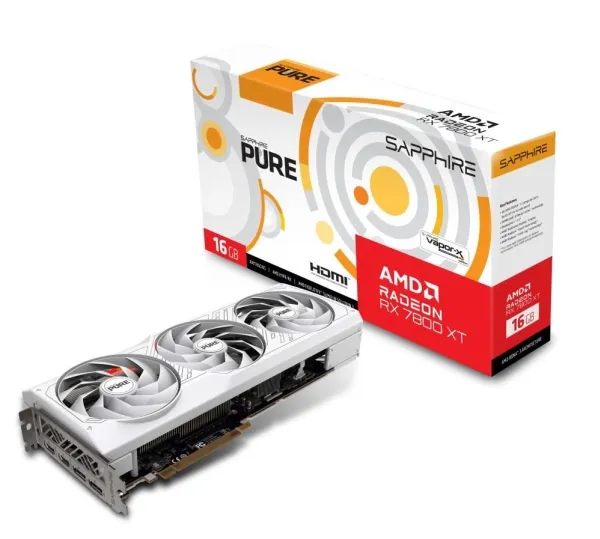 Sapphire Pure Radeon RX 7800 XT 16GB - Grafikkort - Radeon RX 7800 XT - 16 GB GDDR6 - PCIe 4.0 x16 - 2 x DisplayPort, 2 x HDMI