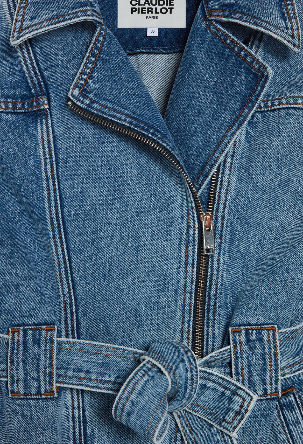 Veste denim ceinturee