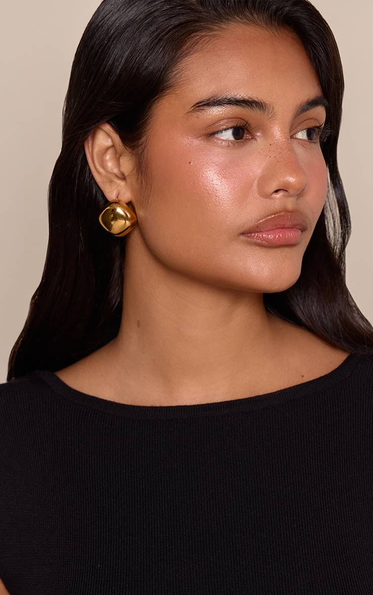 Doré Boucles D'oreilles Clous Carrés Résistantes À L'eau