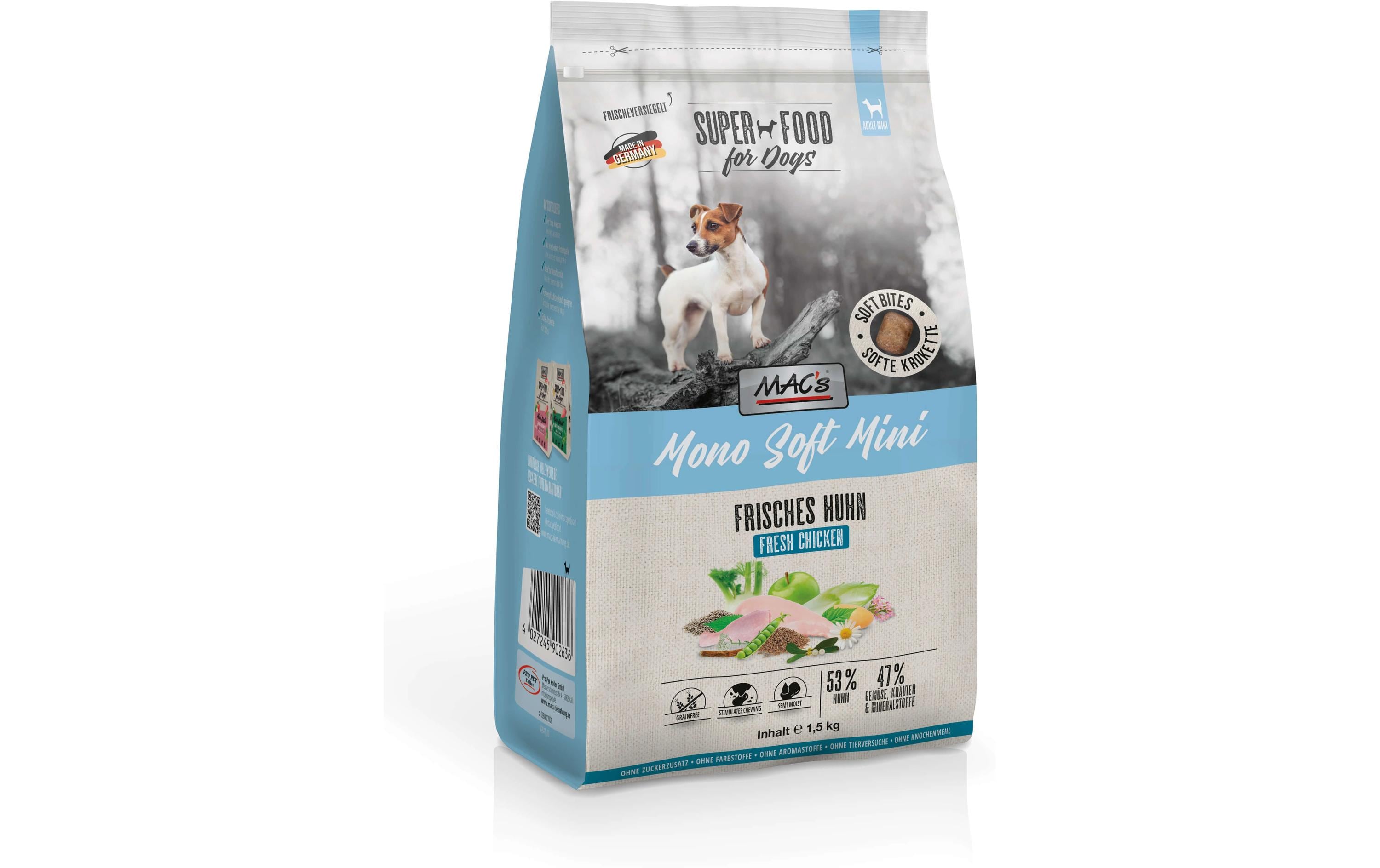 Halbfeuchtfutter Mono Soft Mini Frisches Huhn 1.5 kgAlleinfuttermittel für ausgewachsene Hunde