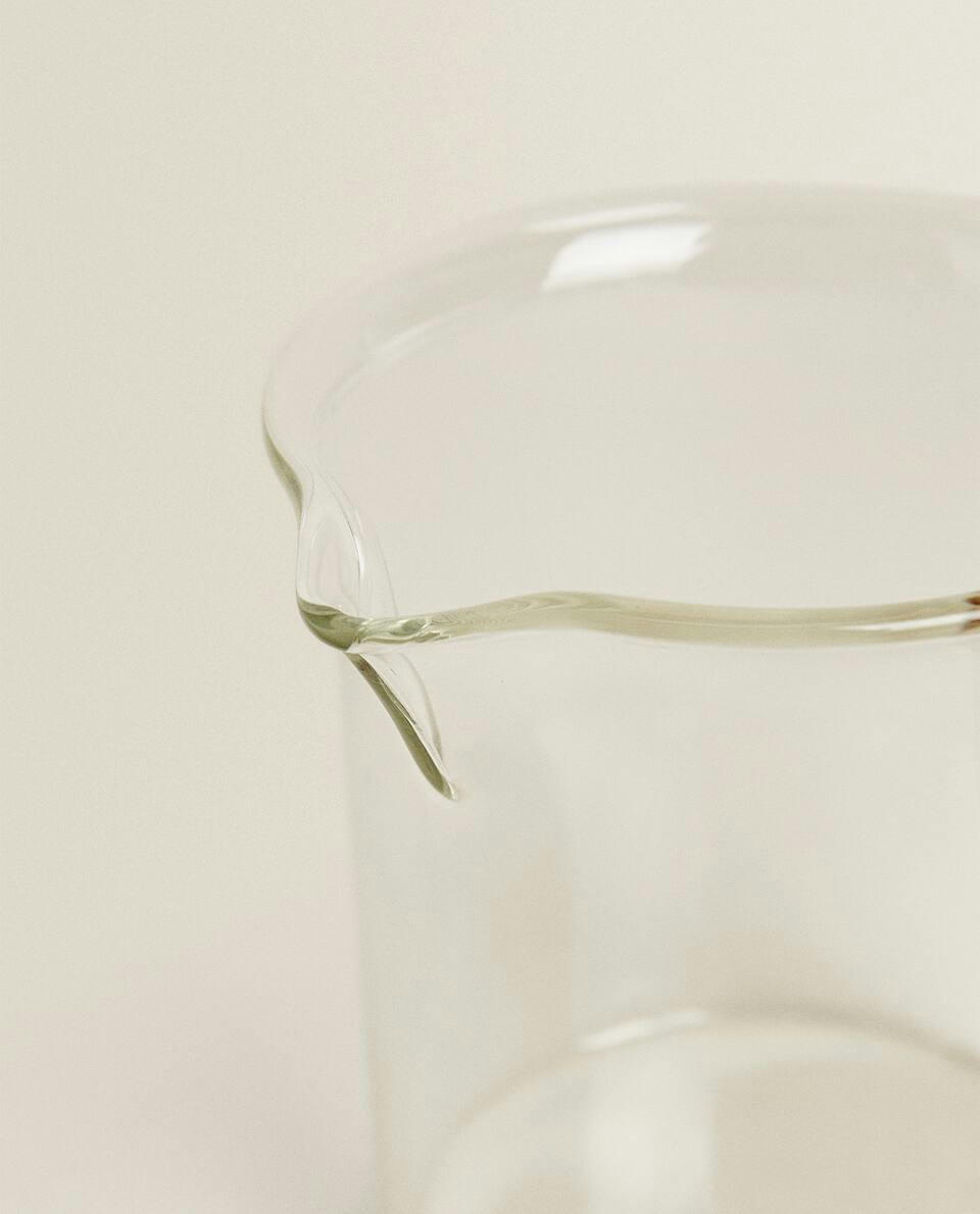 JARRA DE LEITE DE VIDRO BOROSILICADO E MADEIRA