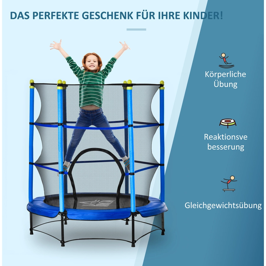HOMCOM Trampolin mit Sicherheitsnetz blau