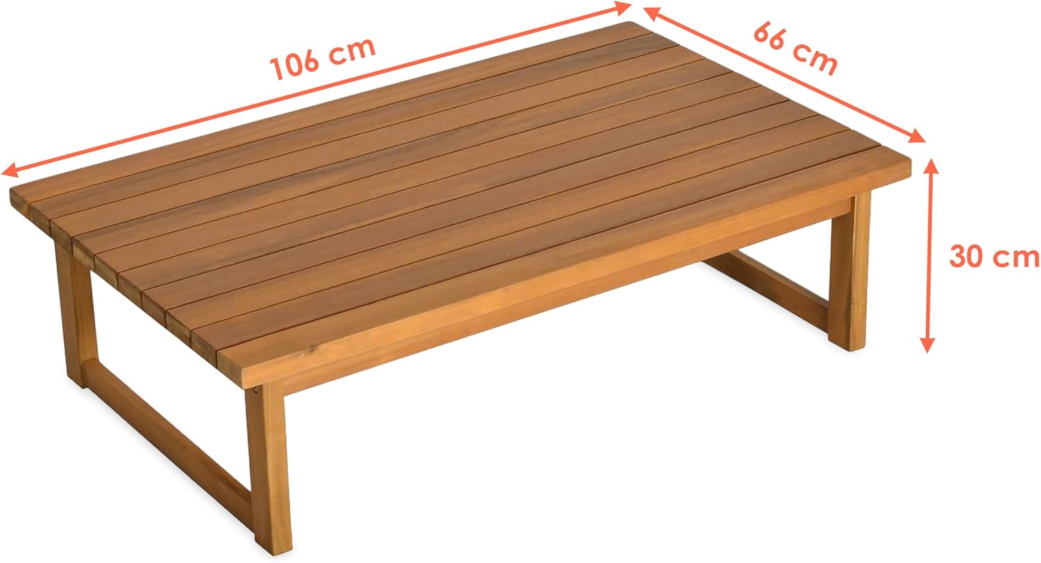 Spetebo Akazienholz Garten Loungetisch geölt - 106 x 66 cm - Outdoor Couchtisch aus Massivholz - Holz Gartentisch Balkontisch Beistelltisch Kaffeetisch Wohnzimmertisch Holztisch witterungsbeständig