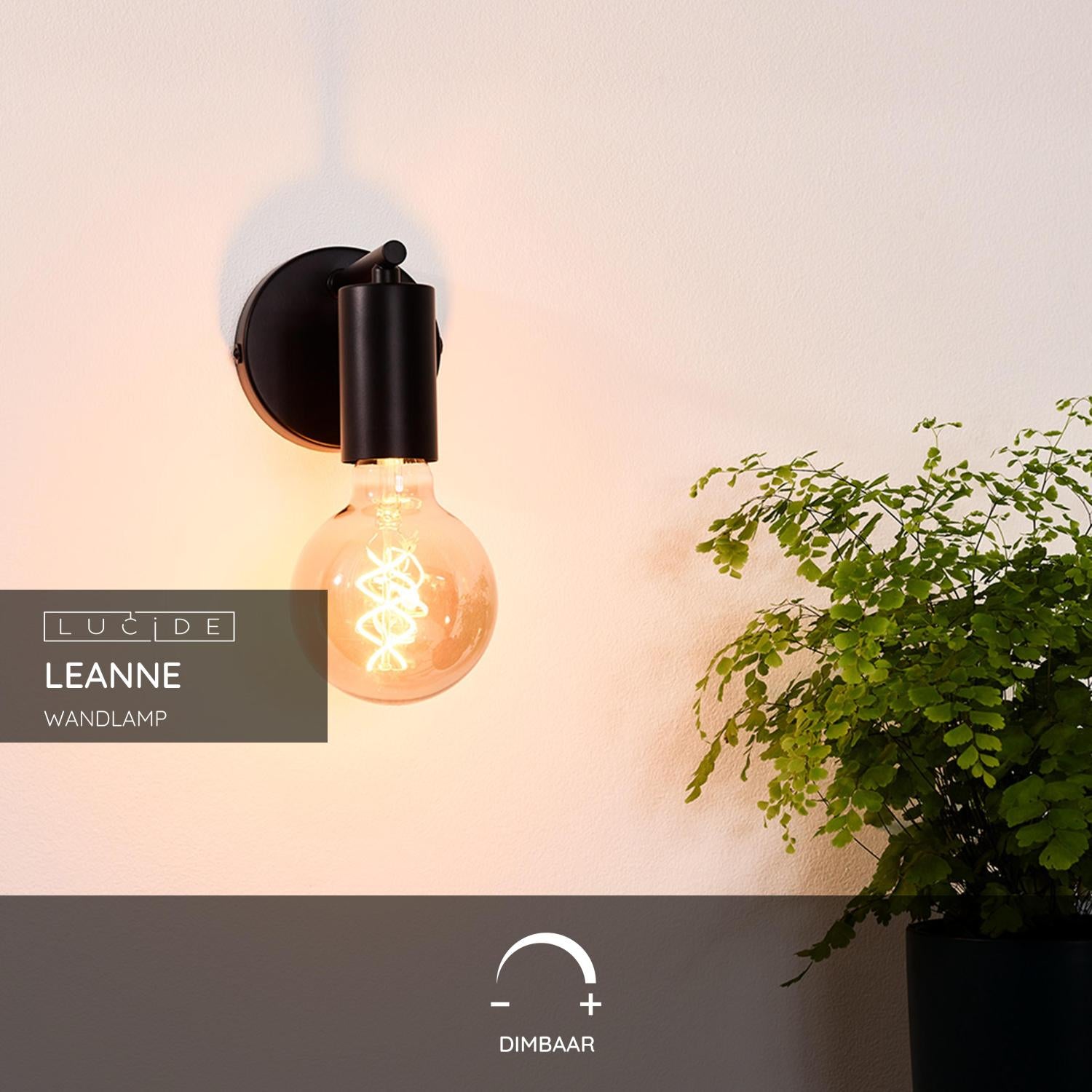 Lucide LEANNE Wandlamp - Zwart