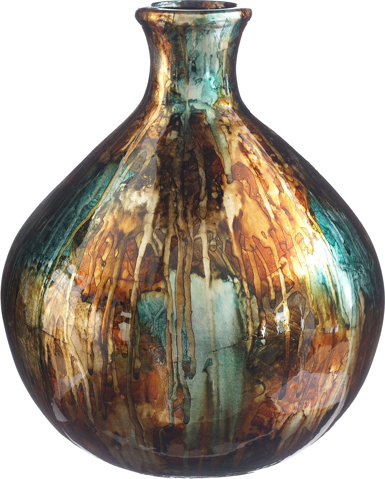 Vaas Dazzle goud / blauw 23 x 23 x 25 cm
