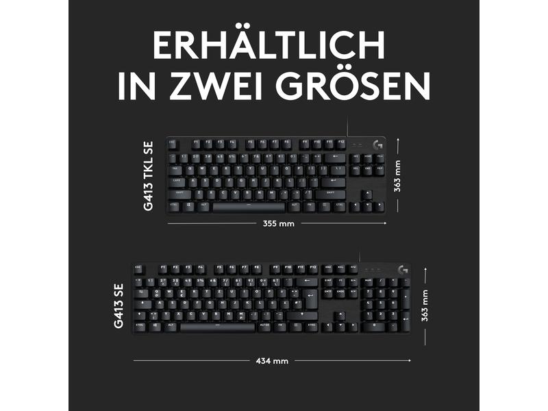 Logitech Gaming-Tastatur G413 TKL SE Mechanische Gaming-Tastatur mit Aluminium-Top-Case