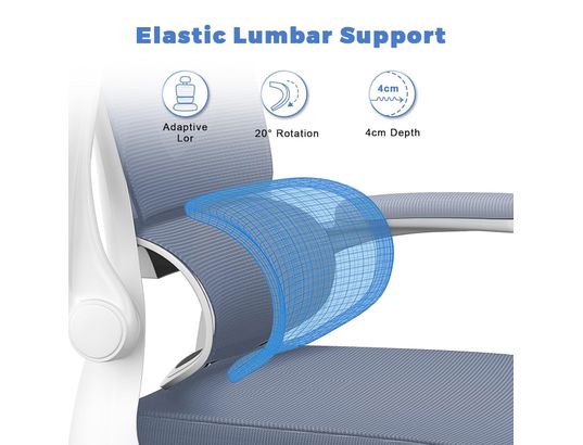 RATTANTREE - Chaise de bureau Fauteuil de bureau ergonomique réglable blanc bleu