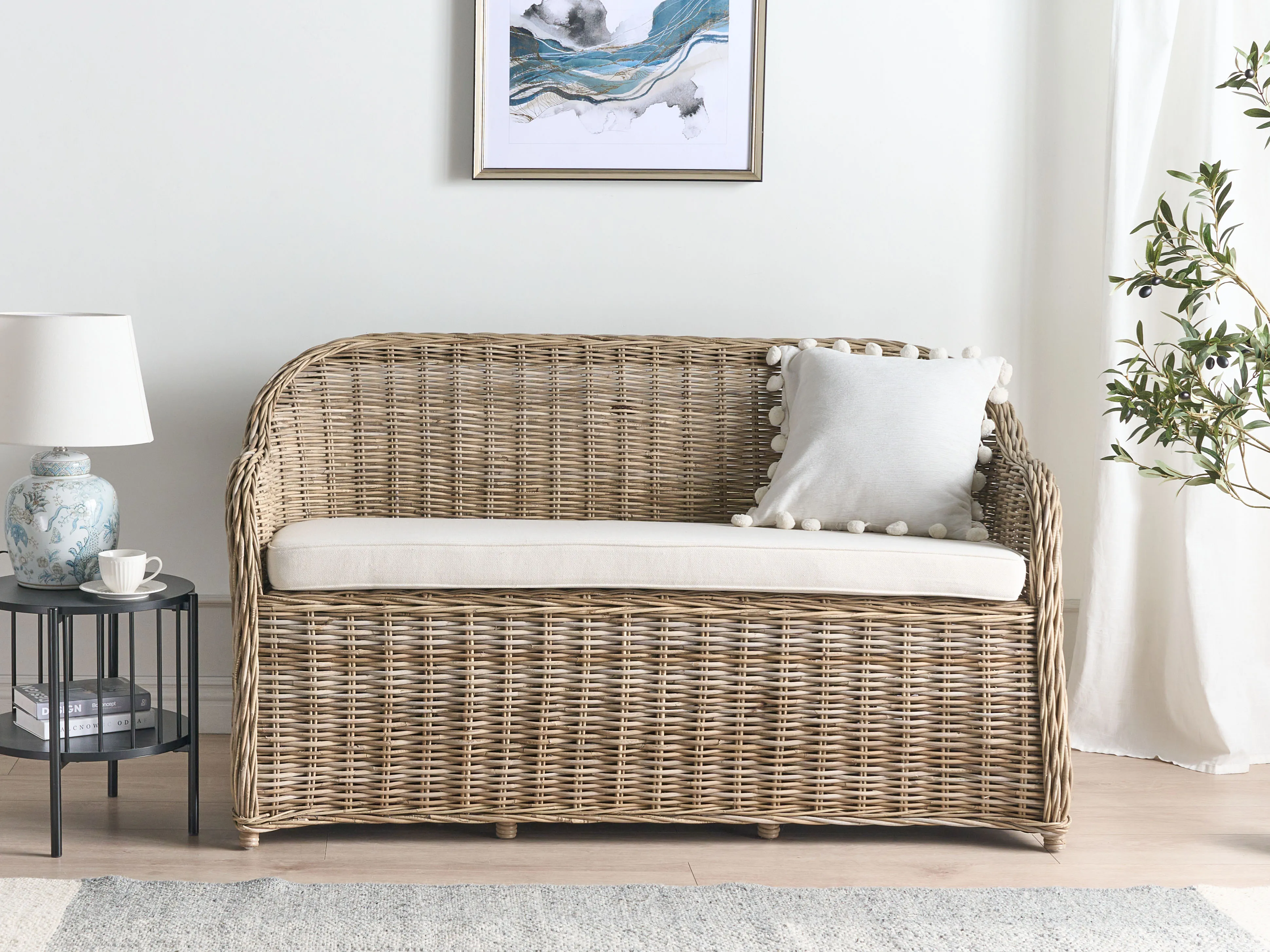 Tuinbank met zitkussen SUSUA 150 cm Rotan Natuurlijk