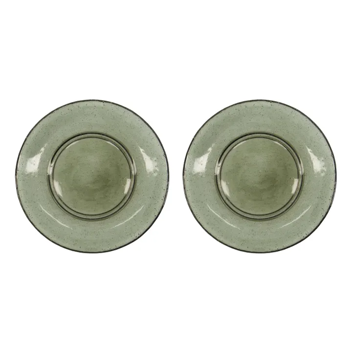 House Doctor Assiettes Rain en verre - Set de 2 | Vert
