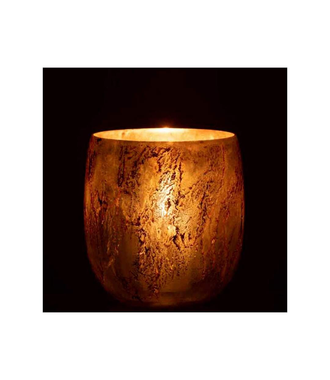Paris Prix - Photophore En Verre vintage 16cm Marron & Or