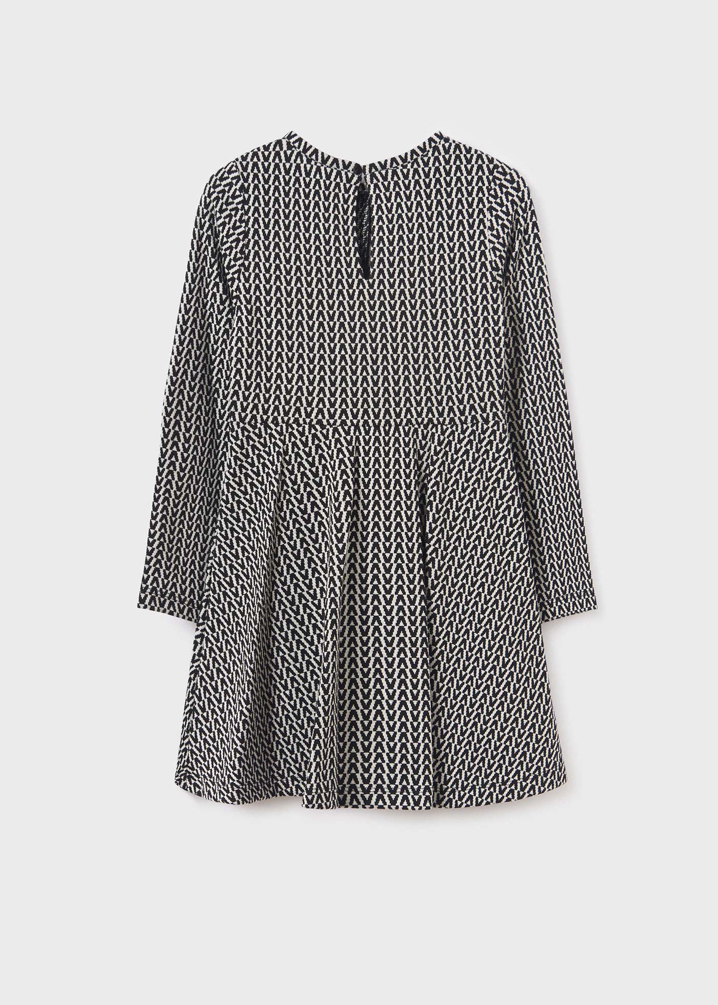 Vestido infantil de jacquard com estampa pied-de-poule