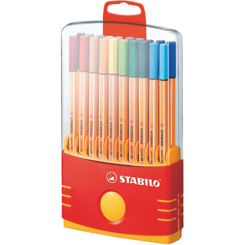 Stylo feutre Stabilo point 88 - Chevalet de 20 couleurs assorties