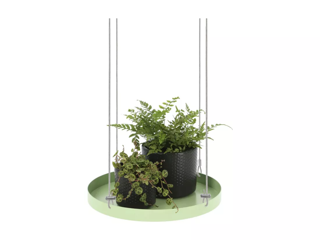 Support à plantes rond à suspendre vert Diamètre de 24 cm