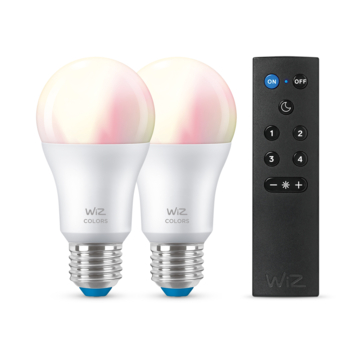 WiZ Connected LED peer E27 60W 2 stuks   afstandsbediening mat kleur licht dimbaar