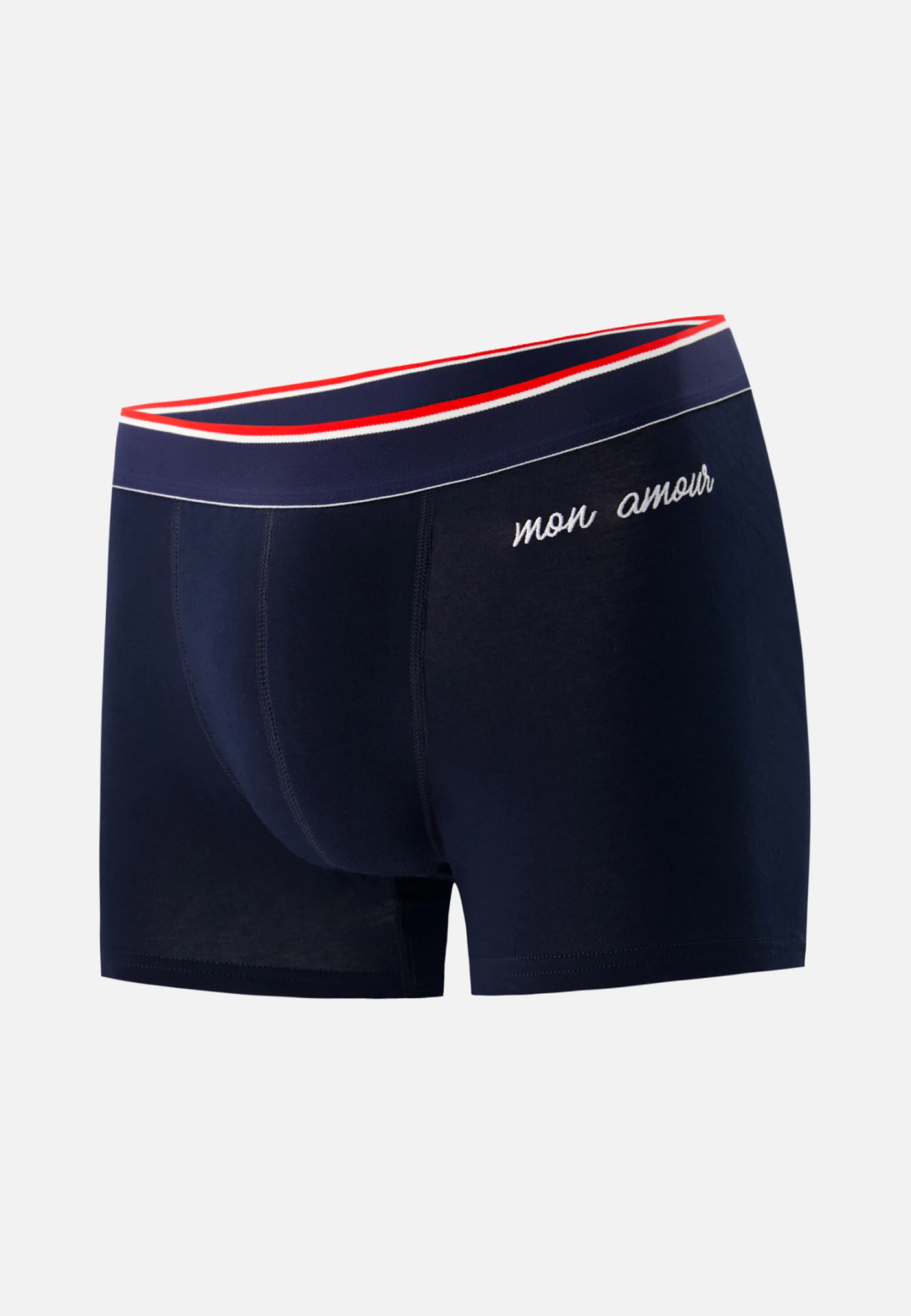 Boxer en coton brodé-Marius Bleu Amour