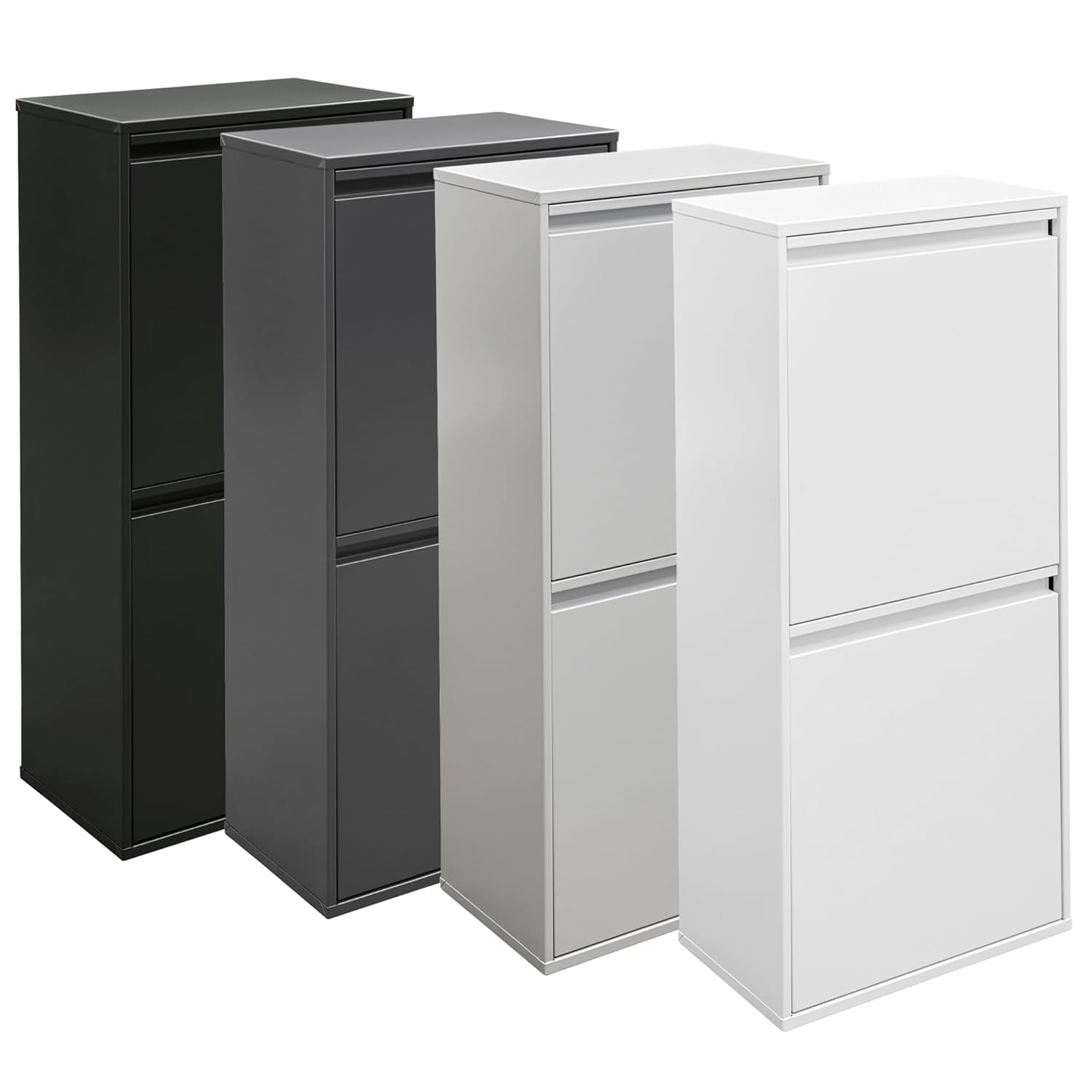 ARREGUI Basic CR401-B Mülltrennsystem aus Stahl | 3 Fächer Mülleimer für die Küche | 3 Fach Abfalleimer | 11+11+23 L (45 L) | Herausnehmbare Inneneimer | Recycling Schrank für Mülltrennung | weiß