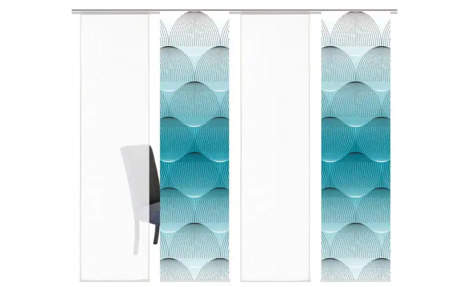 Schiebevorhang Blau 4er-Set