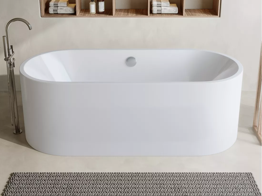 Baignoire îlot design - 221 L - 170 x 75 x 58 cm - Blanche - KATOUCHA