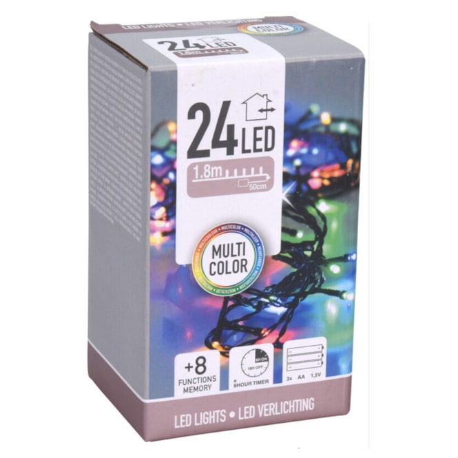 24er LED-Lichterkette - ca. 1,8 m - bunt