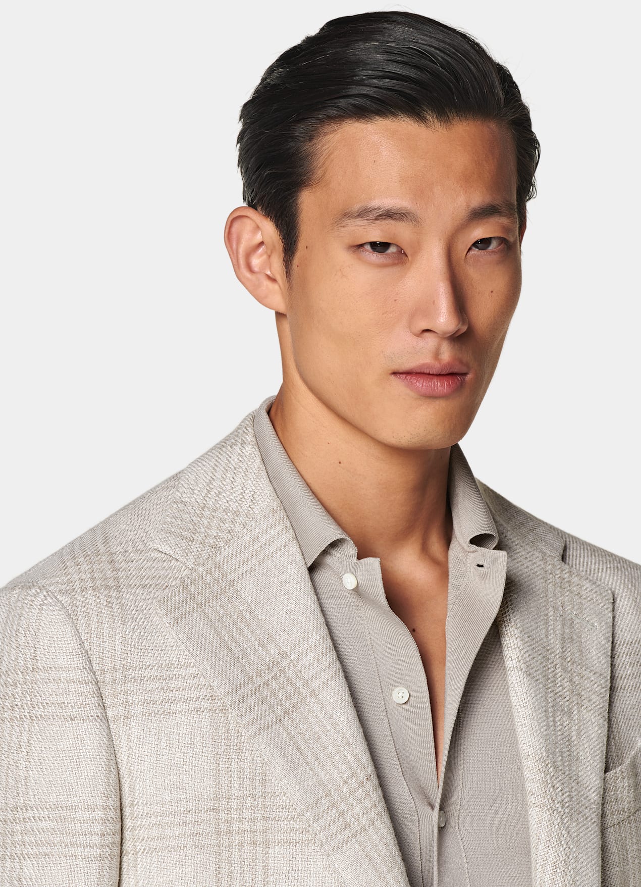 Blazer Roma coupe Relaxed taupe clair à carreaux