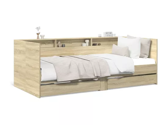 Lit de jour avec tiroirs sans matelas chêne sonoma 100x200 cm