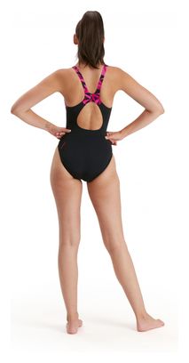Maillot de Bain Femme Speedo Boom Logo Splice Muscleback Noir/Rose