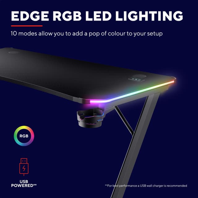 Trust GXT709 LUMINUS RGB gaming skrivebord (sort)