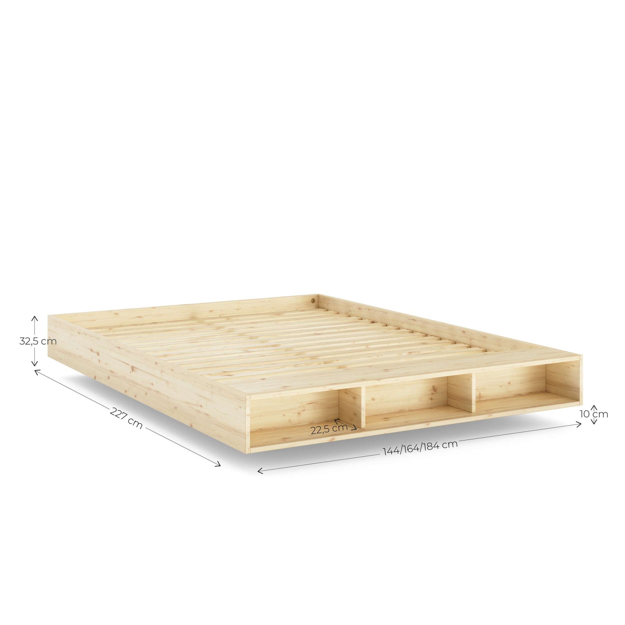 Karup Design Stauraumbett »Merge Bed Bettgestell m. integrierter Bank m. Stauraum, mehrere Grössen« inkl. Lattenrost, excl. Matratze, FSC®-zertifiziertes Massivholz