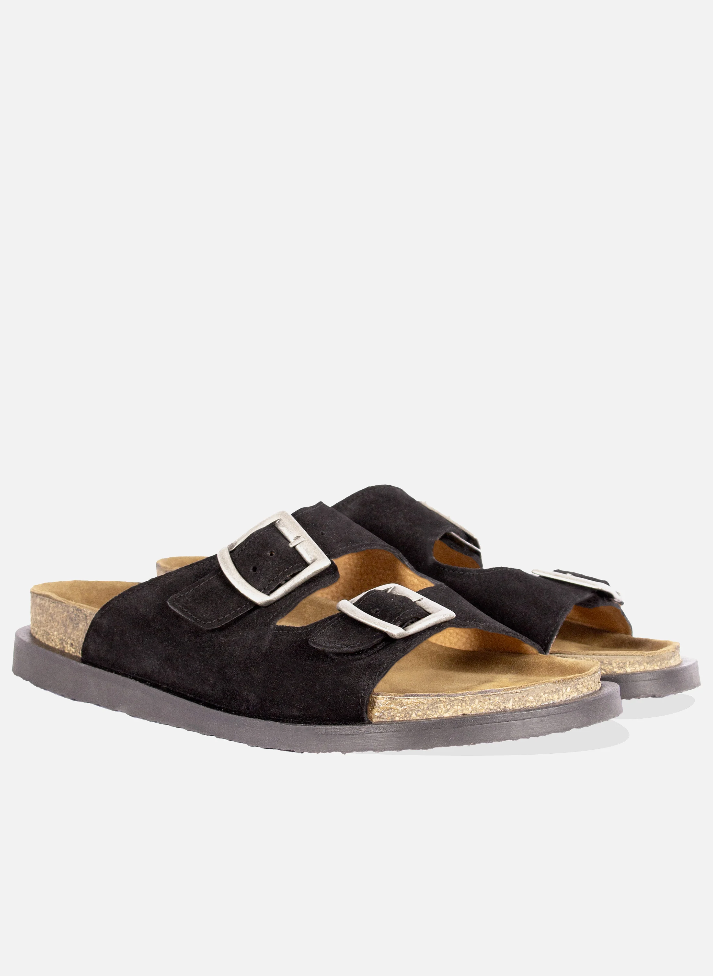 Mules liège cuir daim | Noir
