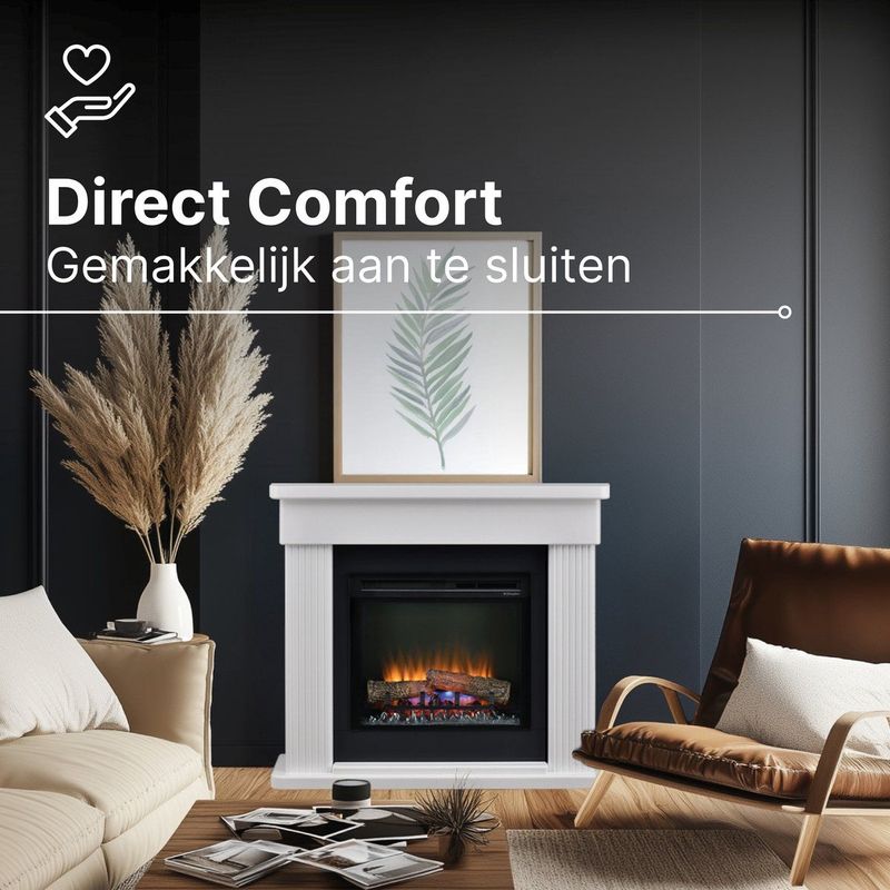 Dimplex - Portland - Elektrische Sfeerhaard - 1400W - Inbouw met Verwarming - LED Optiflame Vlameffect