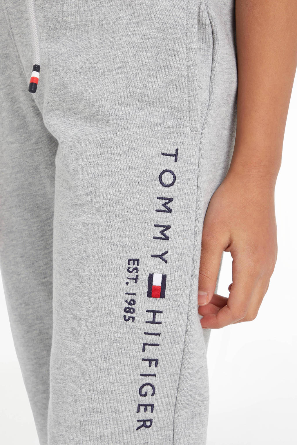 Tommy Hilfiger joggingbroek van katoen lichtgrijs melange/rood/donkerblauw