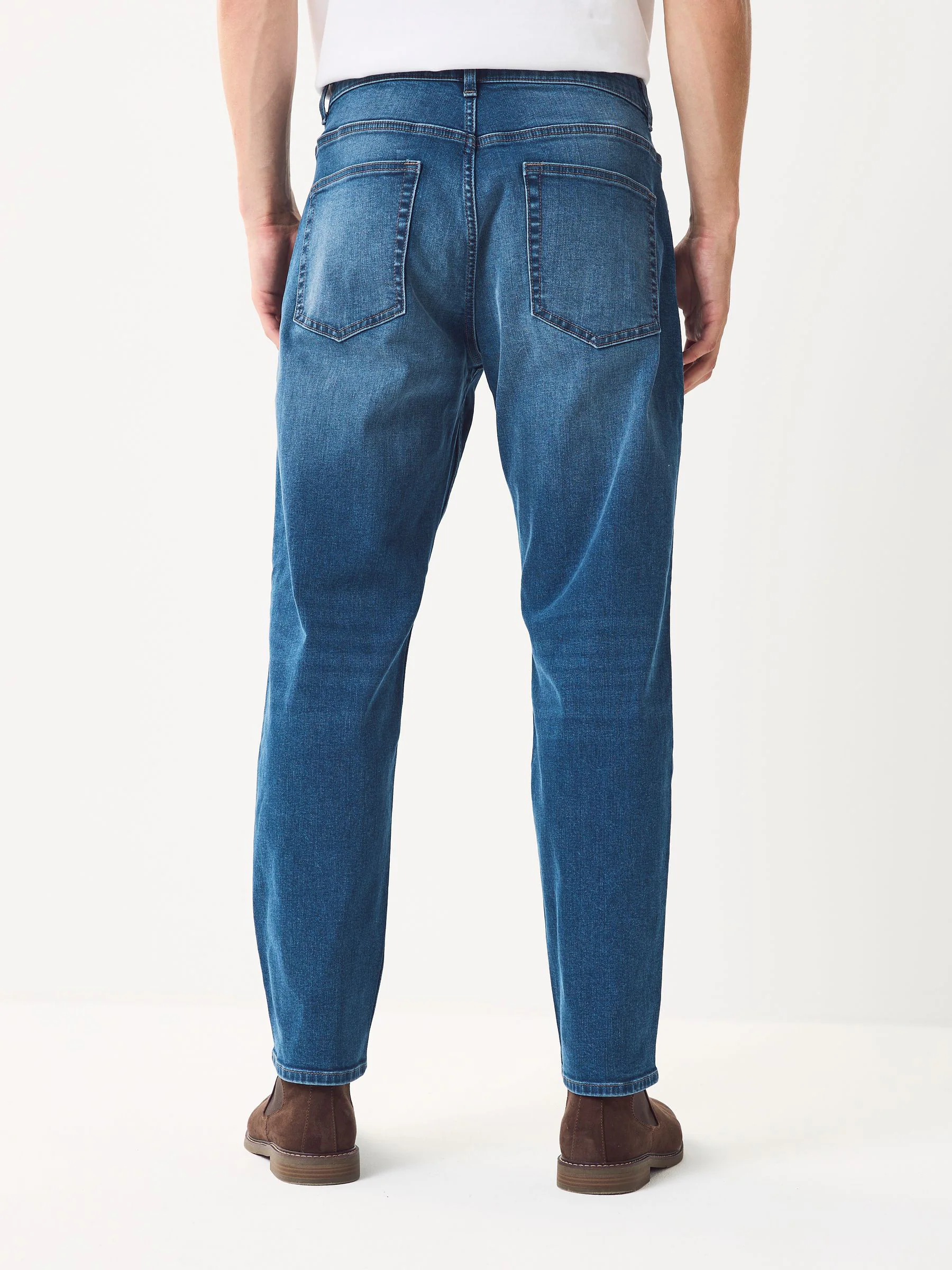 Blauw - Klassieke stretchjeans met standaard taps toelopende pasvorm